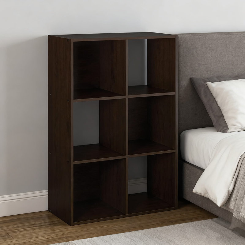 Étagère de rangement à 6 cubes, conception empilable pour l'organisation de placards de bureau à domicile, structure en bois stratifié facile à assembler