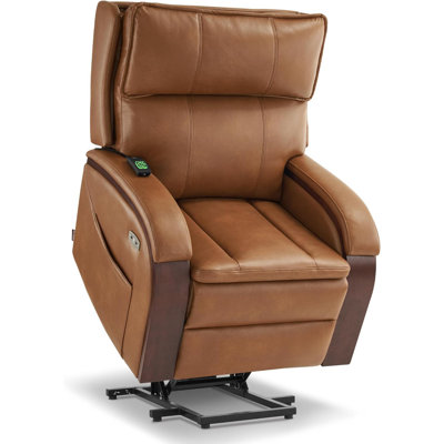 Yreka Medium Power Lift Recliner Chair with Massage and Heat, Adjustable Headrest, Solid Wood Armrest, USB Ports, Faux Leather 7917 -  Red Barrel StudioÂ®, 4C768959B9B54E00A0746FD17C7C71E7