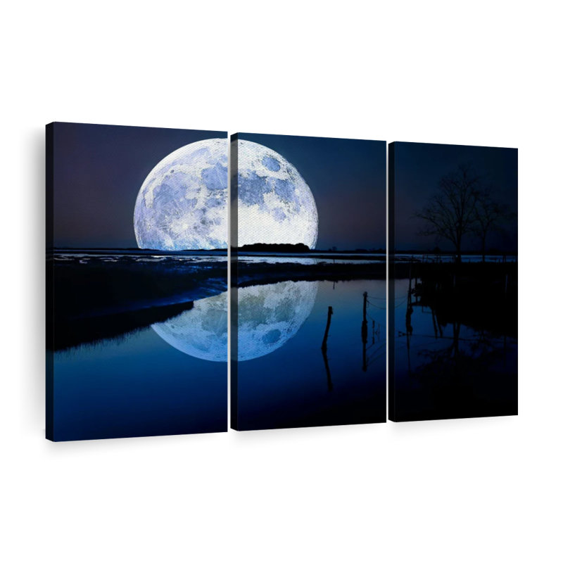 " Moon Reflection " 3 - Pieces, 20" H x 33" W x 1.25" D