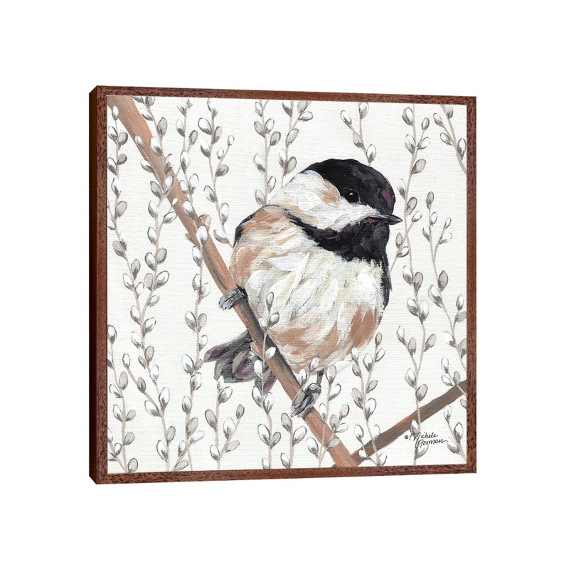 Wee Chickadee by Michele Norman - Print on Canvas, 45.72 cm H x 45.72 cm W, Classic Brown Wood Framed