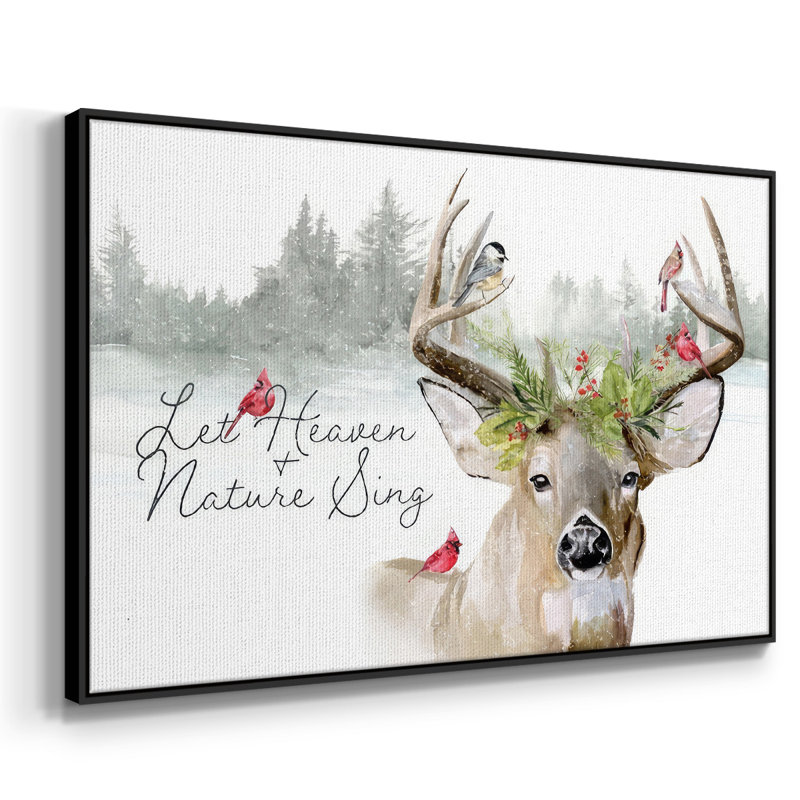 Collection de cerfs des Fêtes A, Cadre noir, H 17 po x l 25 po x P 1,5 po