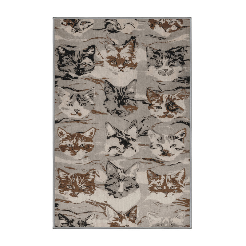 Tapis lavable avec gros chats marbrés, Rectangulaire 2 pi x 3 pi