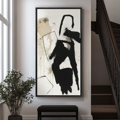 Toile abstraite encadrée, reproduction minimaliste neutre pour décoration murale moderne