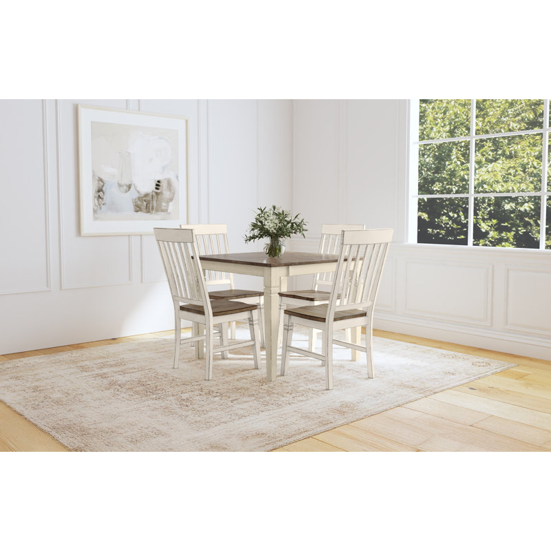 Ensemble de salle à manger à rallonge en bois massif Drisana, 5 pièces: table, 4 chaises