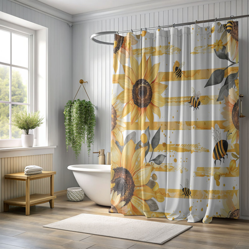 Rideau de douche Bee Fields - Premium, H 74 po x l 71 po