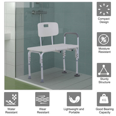 Banc de transfert pour baignoire et douche à 6 niveaux