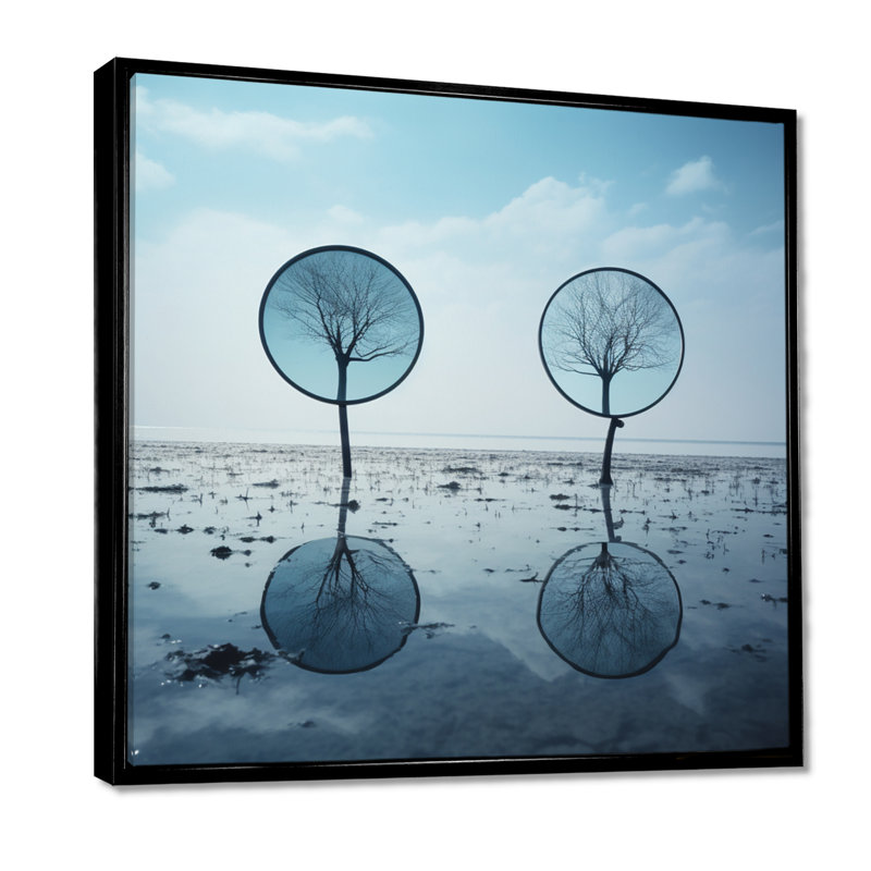 La rencontre des deux âmes - surréalisme, impression d'art mural, Cadre flottant noir, H 30 po x l 30 po