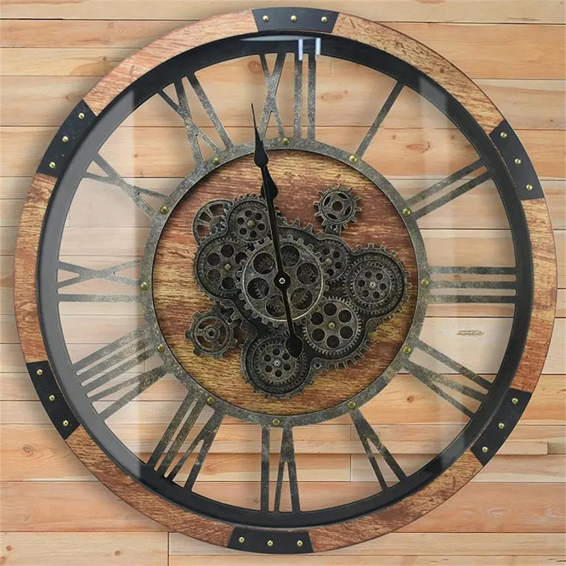 Wood Wall Clock, Vintage Brown