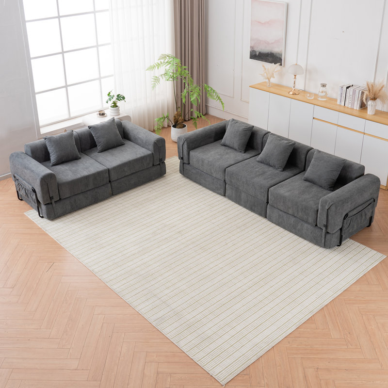 Canapé inclinable gris peu encombrant, mélange de polyester, salon moderne
