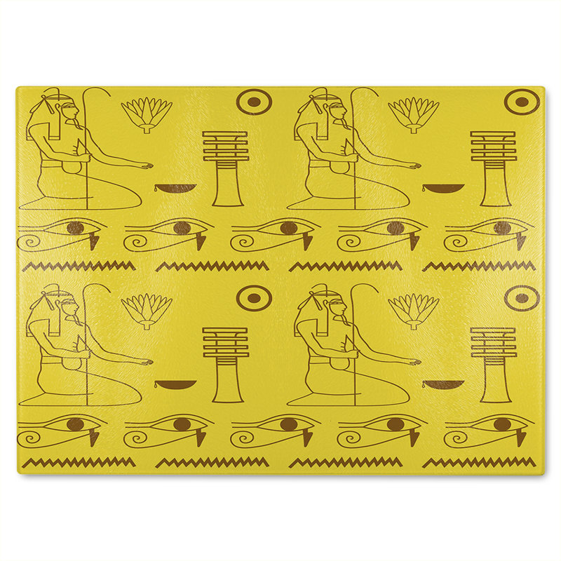 Pattern Of Egyptian Hieroglyphics Glass Chopping Board, 40cm L x 28cm W