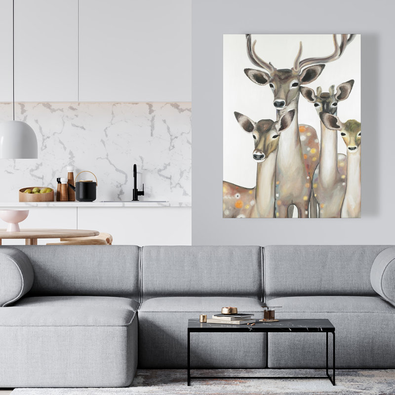 Group of Abstract Deers - Art sur toile pour la chambre à coucher