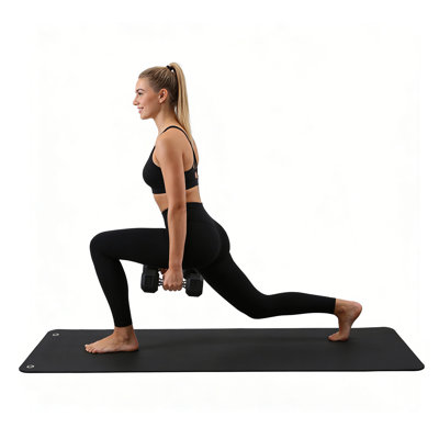 Hanging Exercise Mat, 5mm PVC Yoga Mat with Reinforced Holes, Wall Mounted, 56x24 Inch, Black