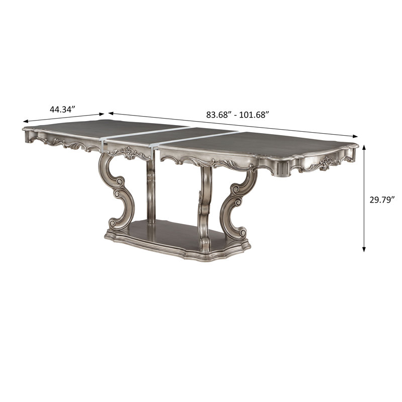 Table de salle à manger, finition antique Plantinum