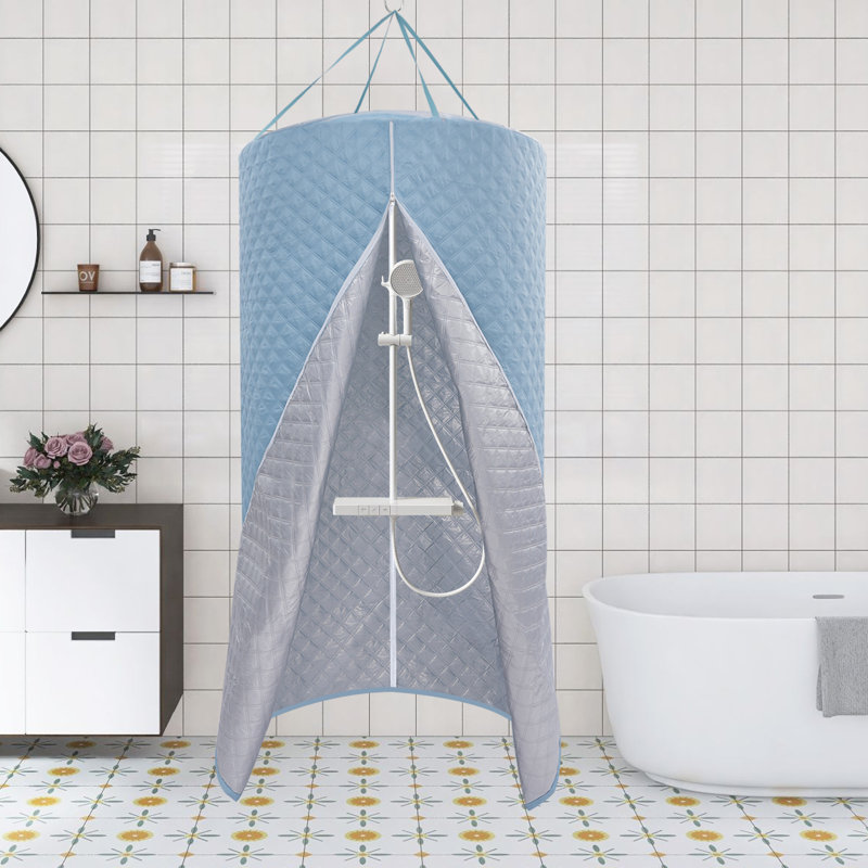 Rideau de douche à isolation thermique avec fermeture à glissière