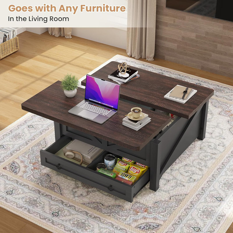 Gracie Oaks Lift Top Coffee Table With Storage Wooden Coffee Table With Drawer