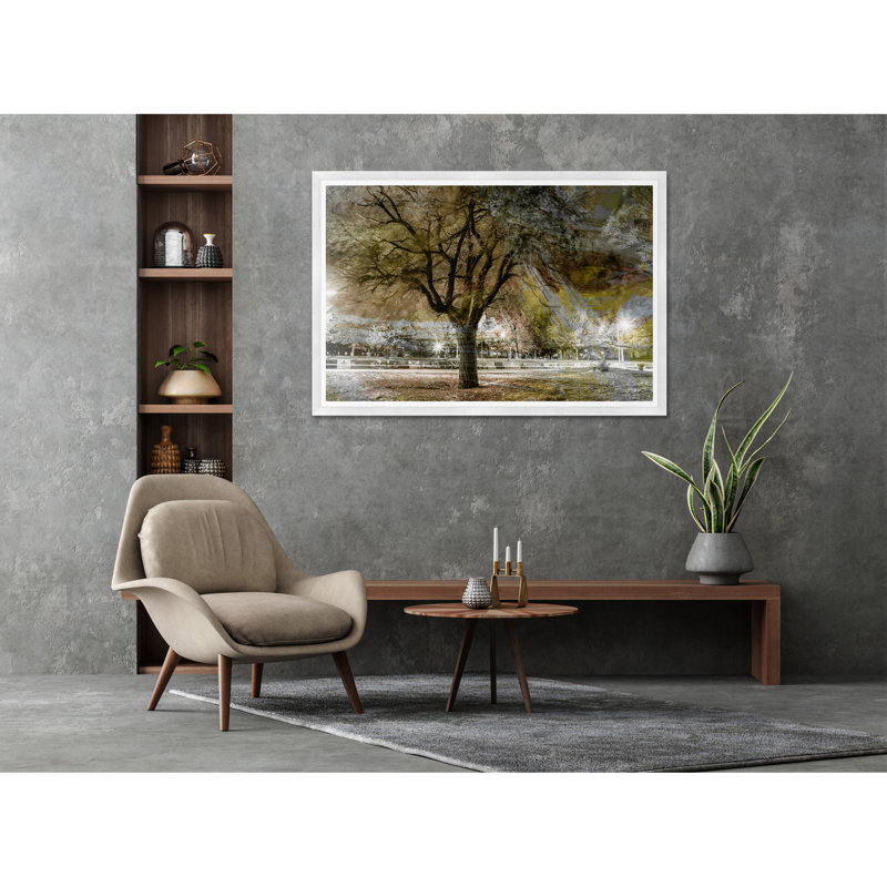 Parc en bronze, Cadre blanc, H 35,5 po x l 54,75 po x P 1,5 po