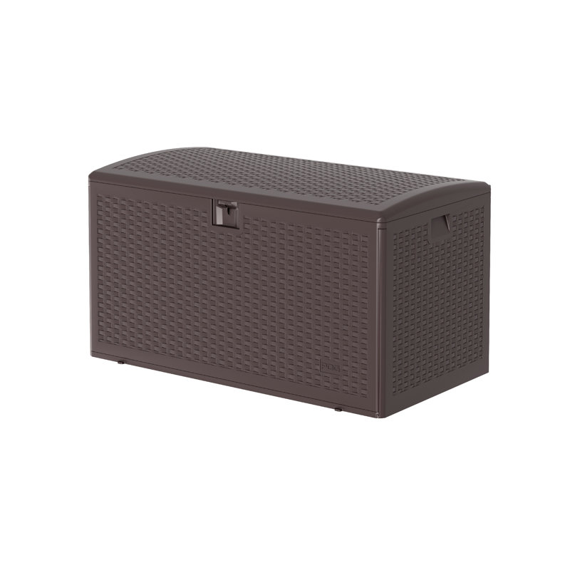 99 Gallon Waterproof Resin Deck Box, Lockable Outdoor Storage Container for Patio & Pool, Black, 99 Gallons