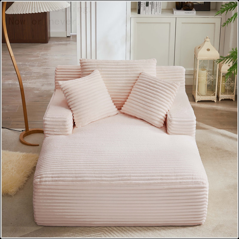 Méridienne surdimensionnée en velours côtelé pour l'intérieur, Rose