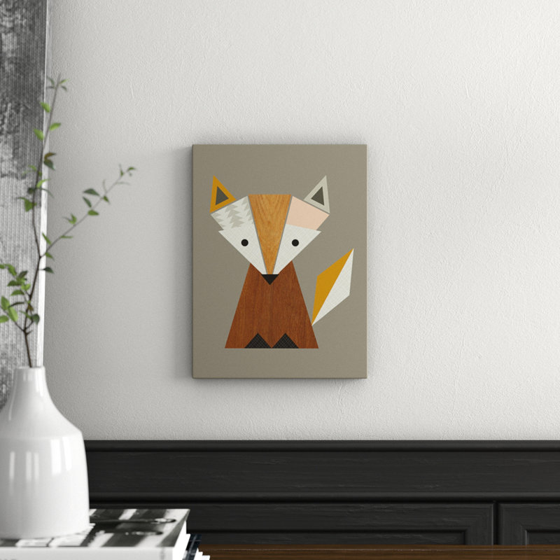 Little Design Haus Geometric Fox - Print, 40cm H x 30cm W, Yellow