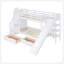 Lit superposé simple au-dessus d'un lit simple avec 2 tiroirs, 3 tablettes et glissade - blanc-130092052