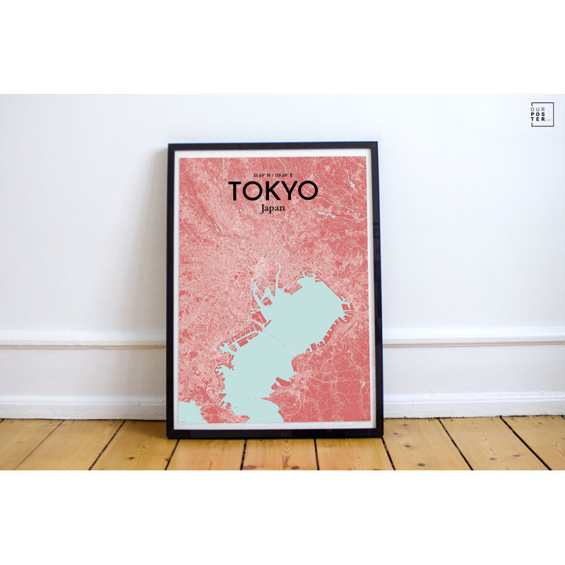 « tokyo city map », reproduction d’impression sur affiche en mer, H 24 po x l 18 po