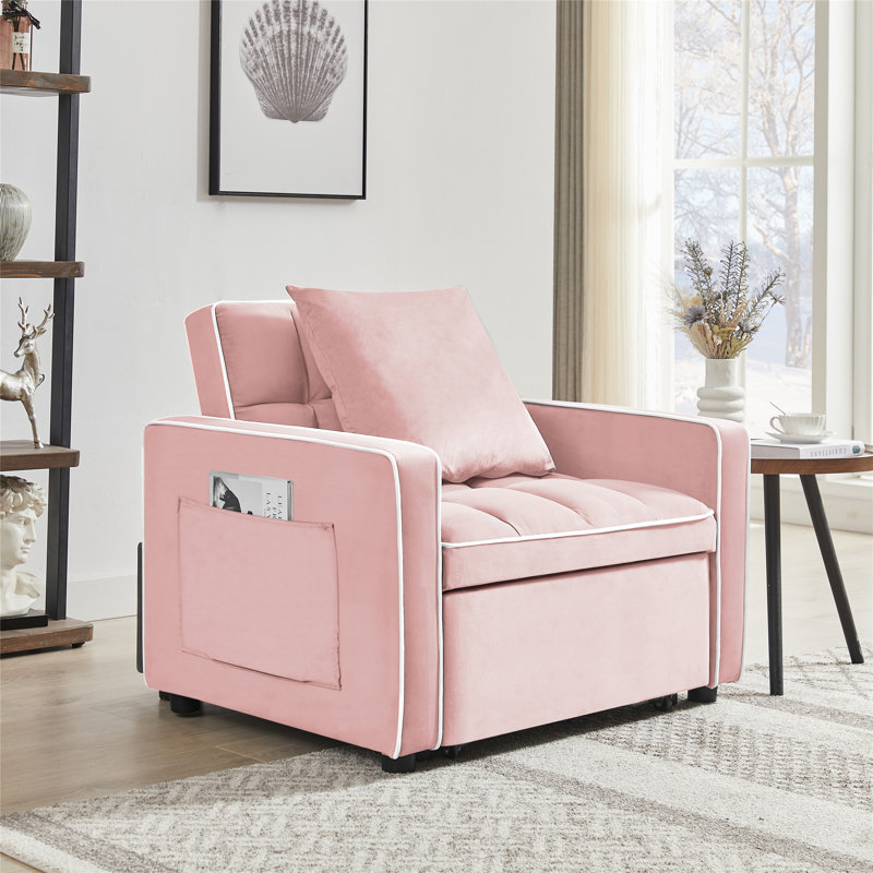 Trois-en-un Canapé-lit Canapé-lit pliant Canapé-lit ajustable, Velours rose