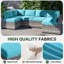 14 housses de coussin de patio de 4 pièces de 14 po d'épaisseur - Remplacement résistant à l'eau pour canapé modulaire à 6 places-1832500914