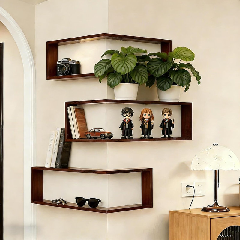 Wall Mounted Corner Shelves 3 Piece Plywood / Laminate Board Corner Shelf