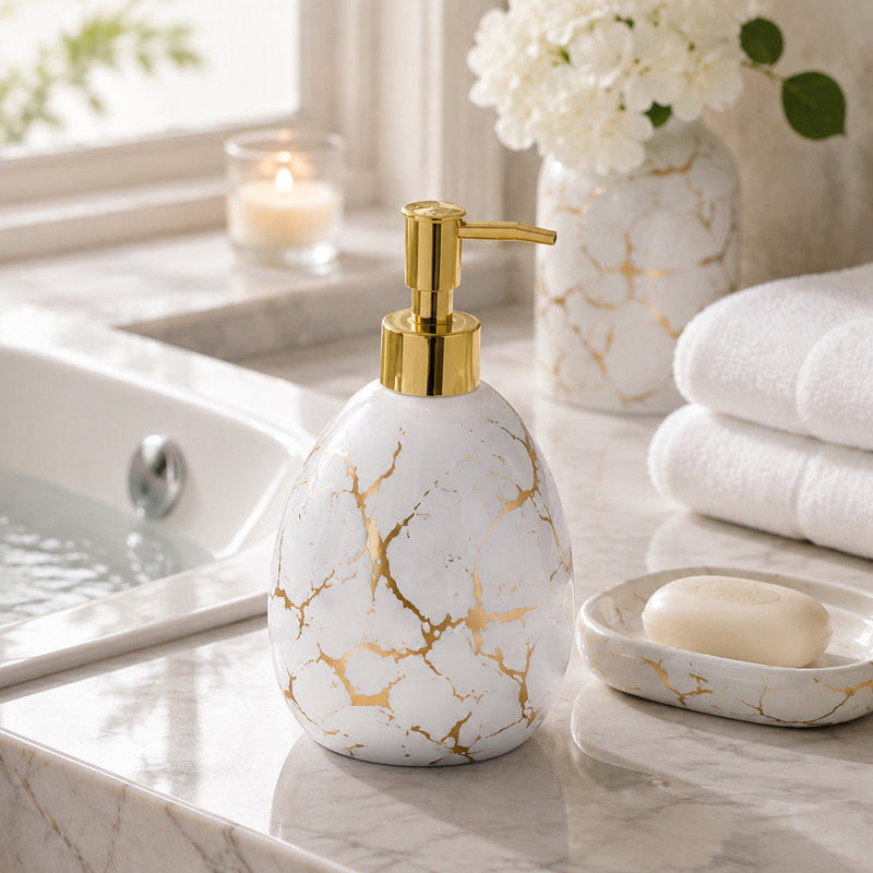 Gold Marble Look Bathroom Decor