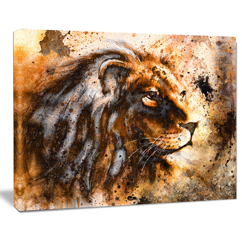 «Lion Collage - Animal Circle», art mural, H 30 po x l 40 po x P 1,5 po, Toile tendue
