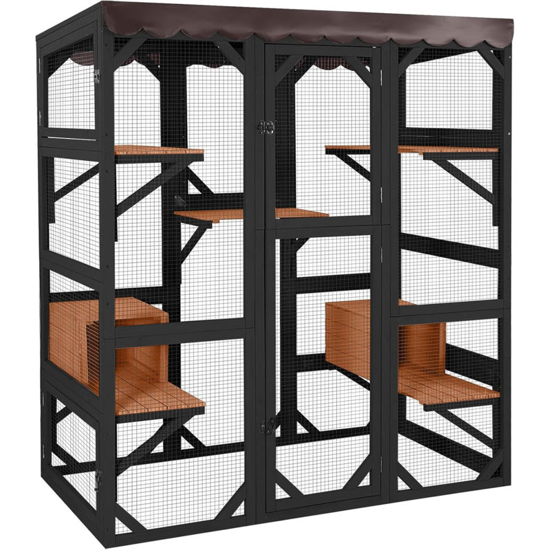 Enceinte d'extérieur pour chat Catio, Noir
