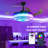 Hamite 43" Crystal Ceiling Fan with LED Lights & Bluetooth Speaker | Retractable Blades, Remote Control, RGB Color Changing Fan Light for Bedroom, Living Room & Office