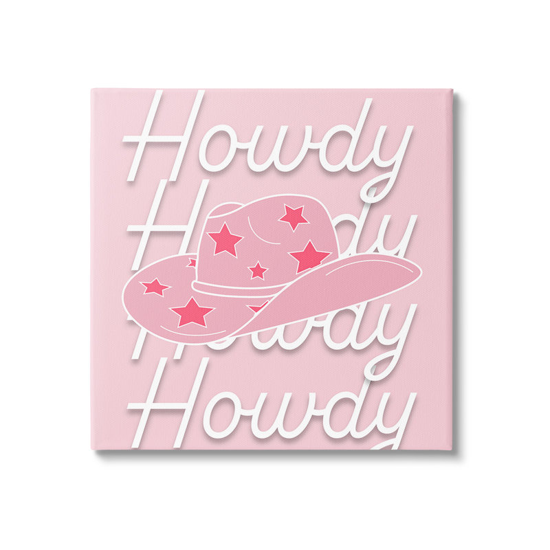 Bc-678_FG "Soft Pink Howdy", cadre unique par Corrine Rose Design sur toile, H 17 po x l 17 po, Toile tendue