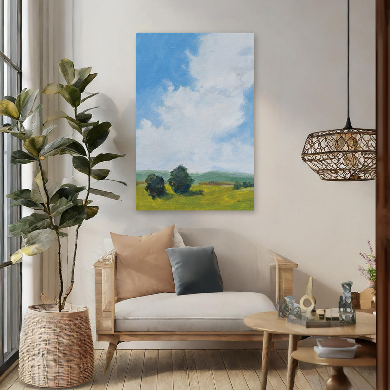 Nuits de juillet - bleu, ciel bleu, nuage brun, H 48 po x l 32 po