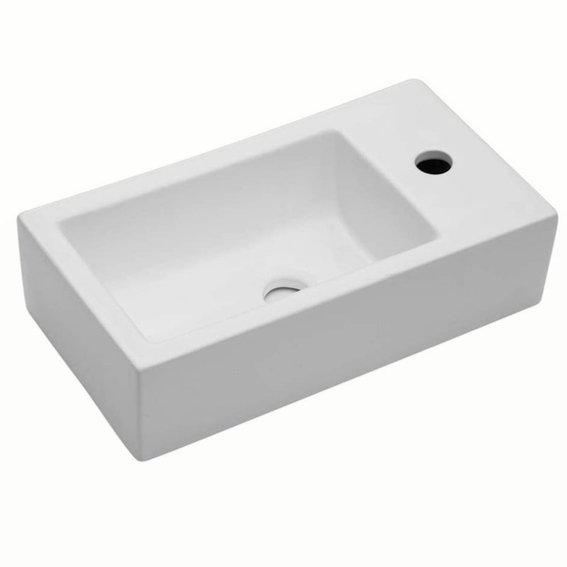 18'' White Ceramic Rectangular Wall-Mount Bathroom Sink