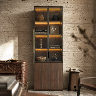 92.5'' H Two-Door Glass Bookcase