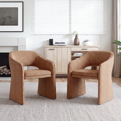 Linen Blend Upholstered Accent Chair With Armrests