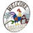 30"H Large Round Rooster and Farm Welcome Wall Sign