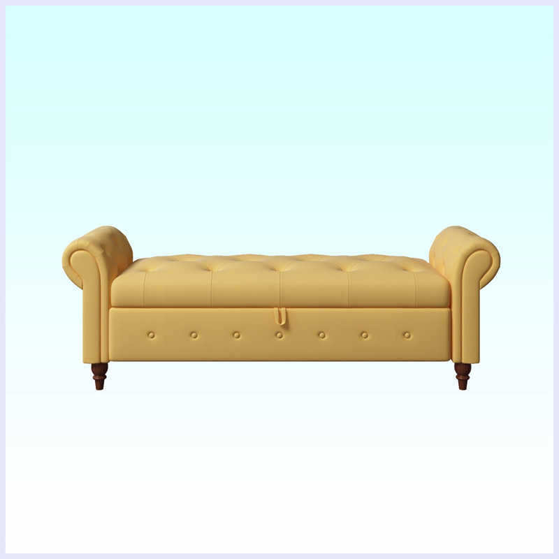 Xamiera Polyester Upholstered Storage Bench, Yellow
