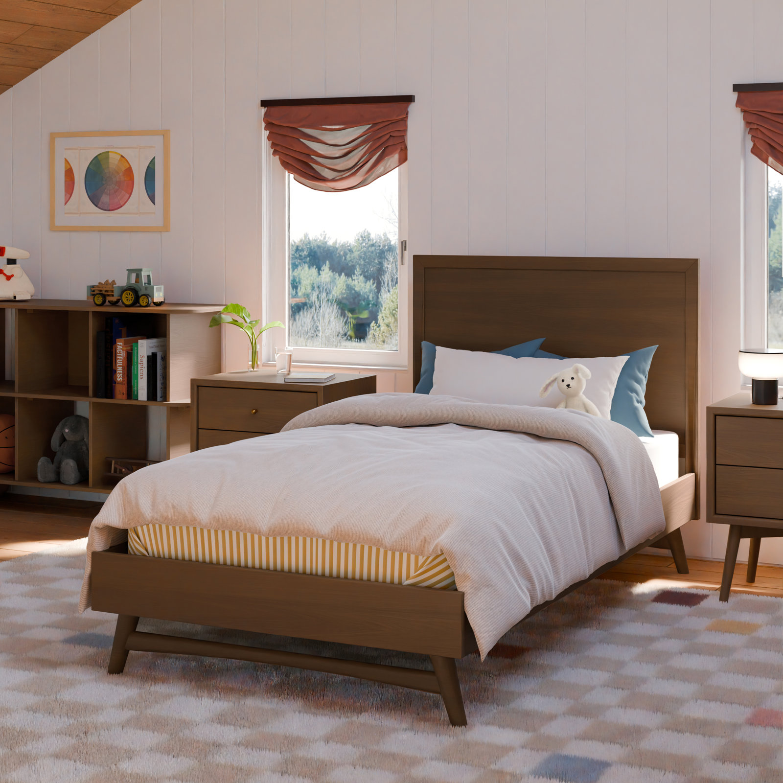 Palma Bed, Twin, Natural Walnut