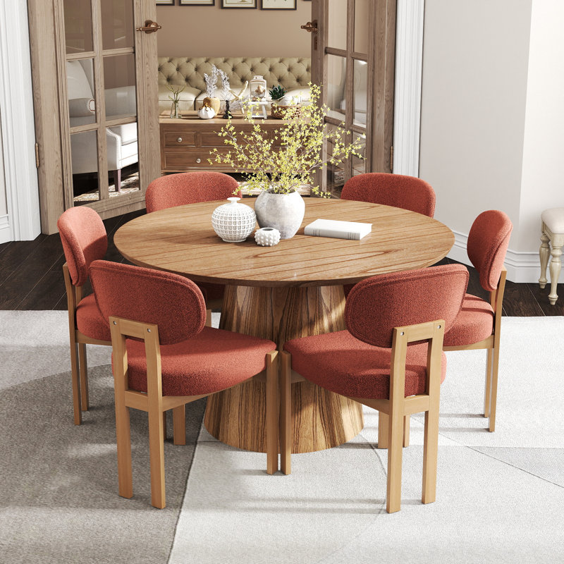 Ensemble de chaises de salle à manger en bois massif, chaises de cuisine rembourrées en tissu de style campagne moderne, 6
