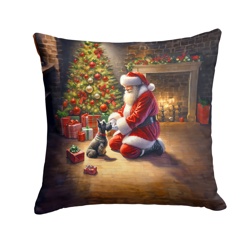Coussin Scottish Terrier and Santa Claus, H 18 po x l 18 po