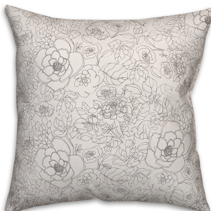 Floral Outdoor Throw Pillow, No Fill
