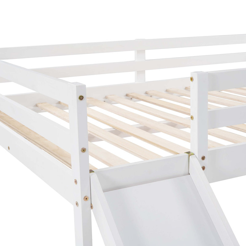 Loft Bed with Slide, Multifunctional Design, Full (White)