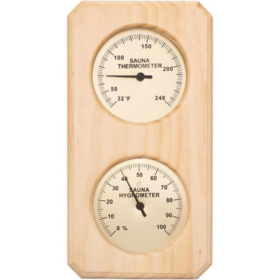 Sauna Thermometer with Hygrometer in Wooden Frame