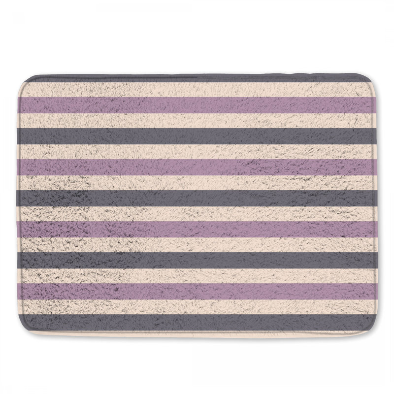 Tapis de bain rose à rayures grises, L 24 po x L 17 po