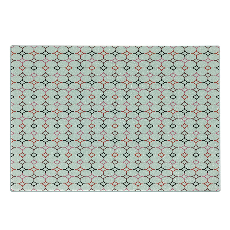 Ambesonne Modern Tempered Glass Cutting Board Hexagonal Shaped Lines Multicolor