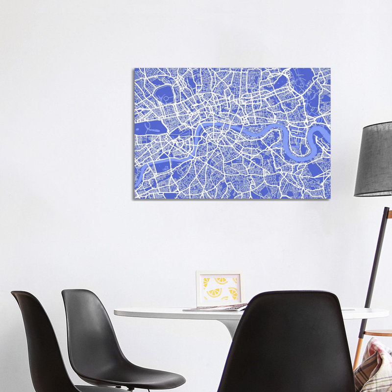 London Map IV (Blue) by Michael Tompsett - Wrapped Canvas Print, 101.6 cm H x 66.04 cm W x 1.91 cm D
