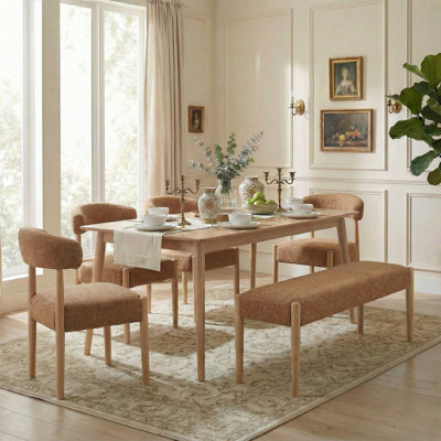 5-Piece Upholstered Side Dining Chair & Bench