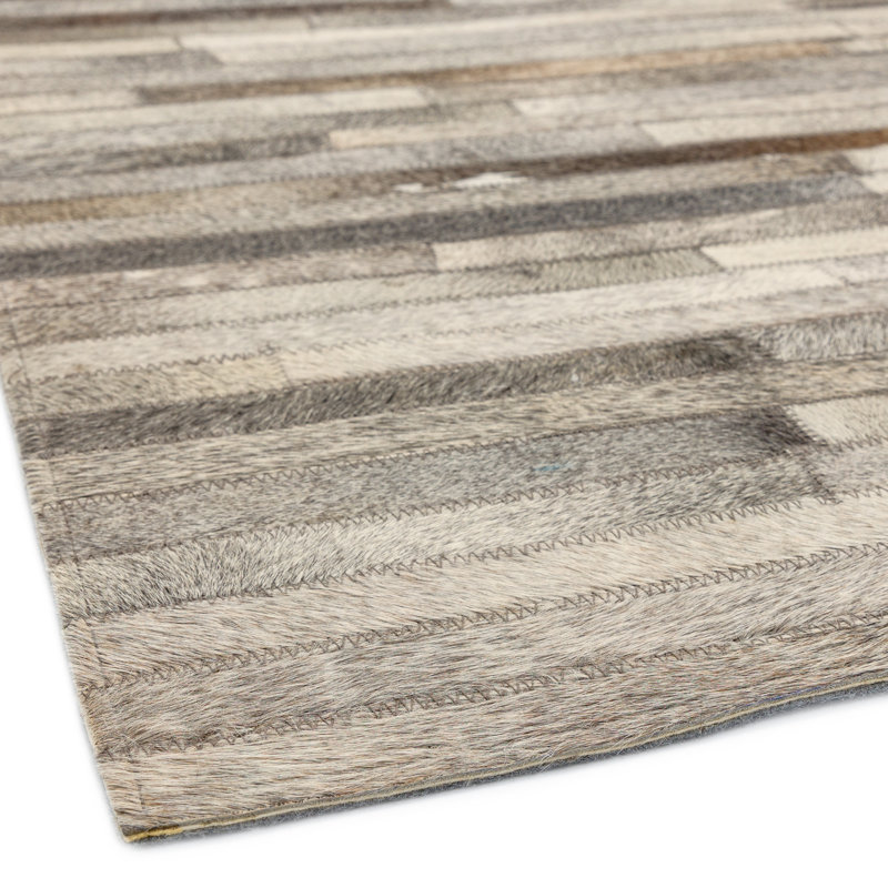 Karlee Striped Cowhide Area Rug, Rectangle 160 x 230cm